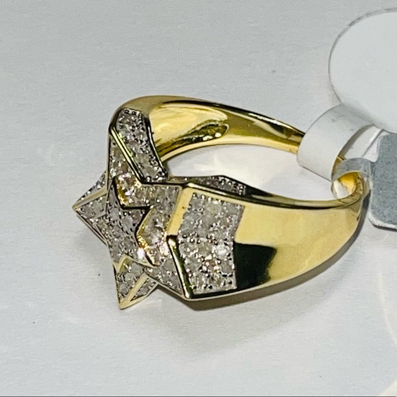 10k Gold Vermeil REAL DIAMOND ring for men, 1.11  a rat Natural diamonds NOT CZ - Picture 6 of 7